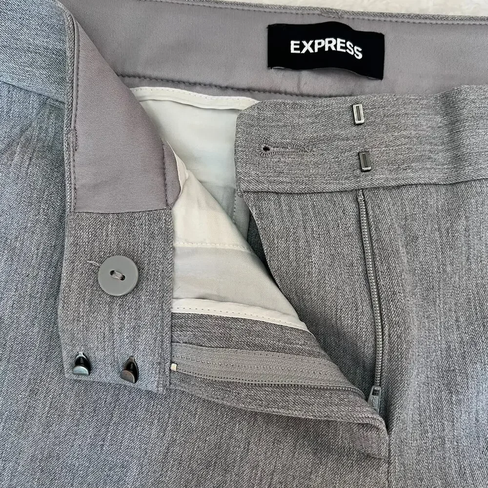 Express Ladies Gray Columnist Ankle Mid Rise Dress Work‎ Pants Size 8R Career